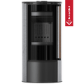 KRATKI ERIK Ofen Ø150 5 5kW GREY SATIN Stahldeckel schwarz Softclose Griff