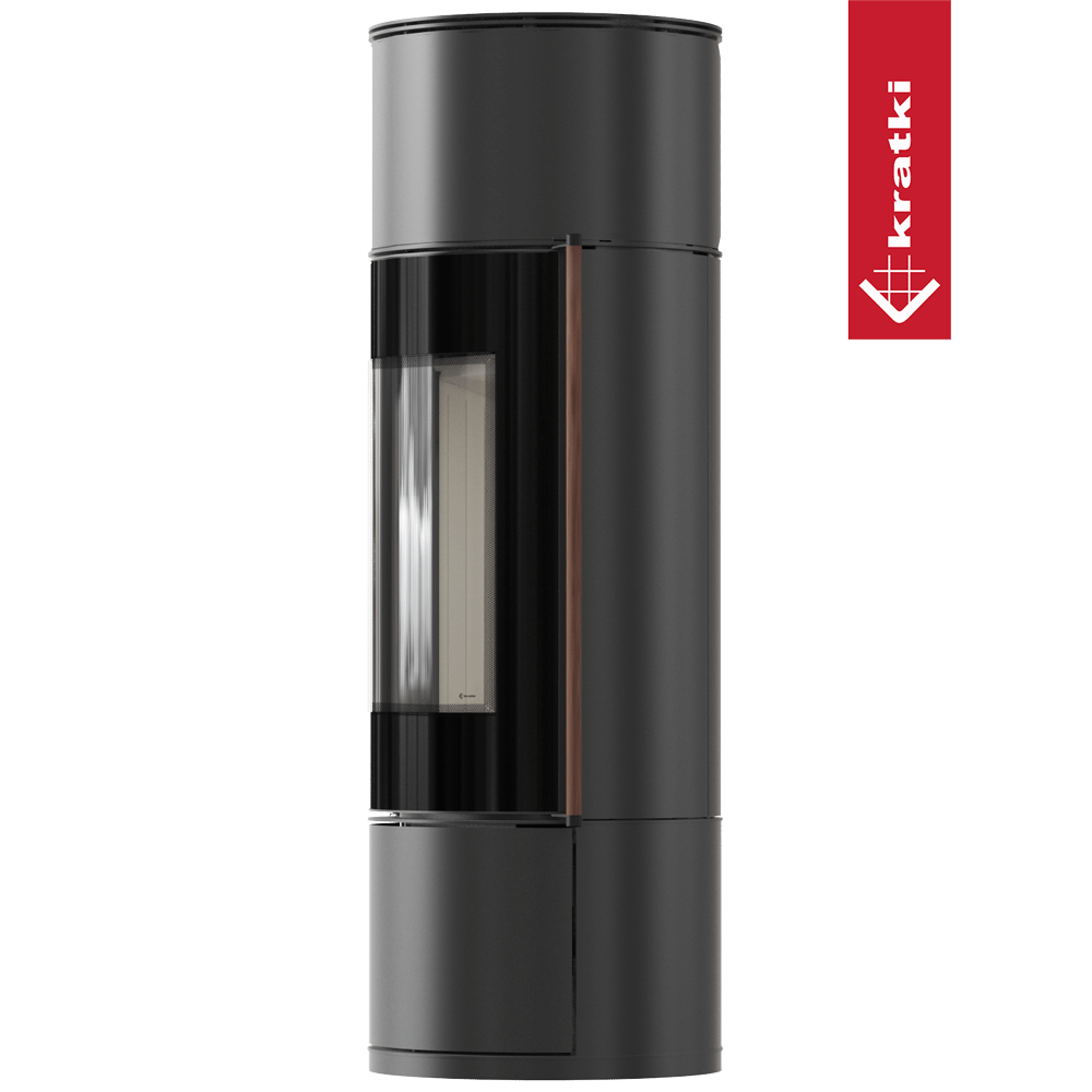 Kaminofen aus Stahl KRATKI AMBLER Ø 150 7 kW Griff aus Jatobaholz