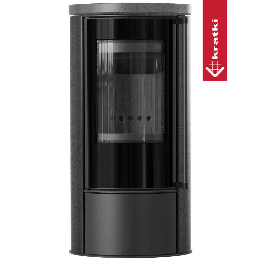 KRATKI ERIK Ø150 5,5 kW Keramikofen GRAFITE SATIN Deckel Schwarz Termotec