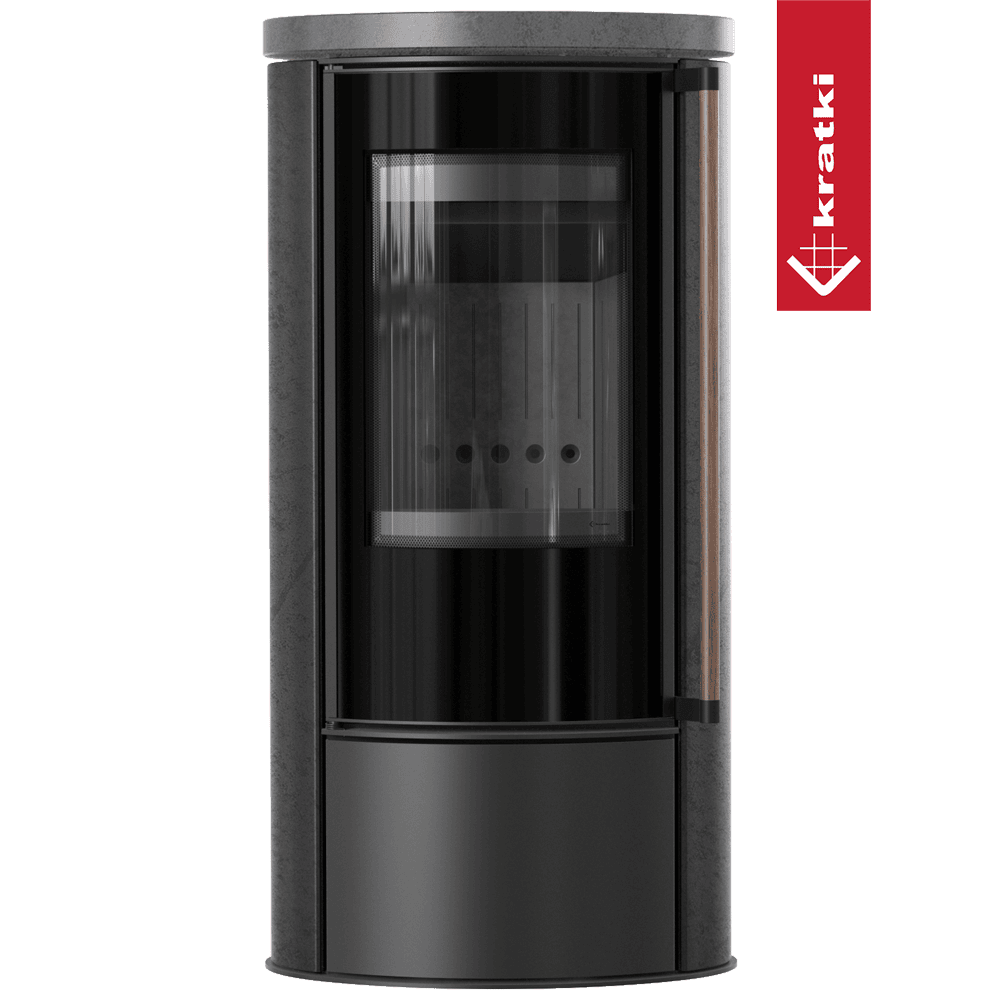 KRATKI ERIK Ø150 5,5 kW Keramikofen GRAFITE SATIN Deckel Griff aus Jatoba