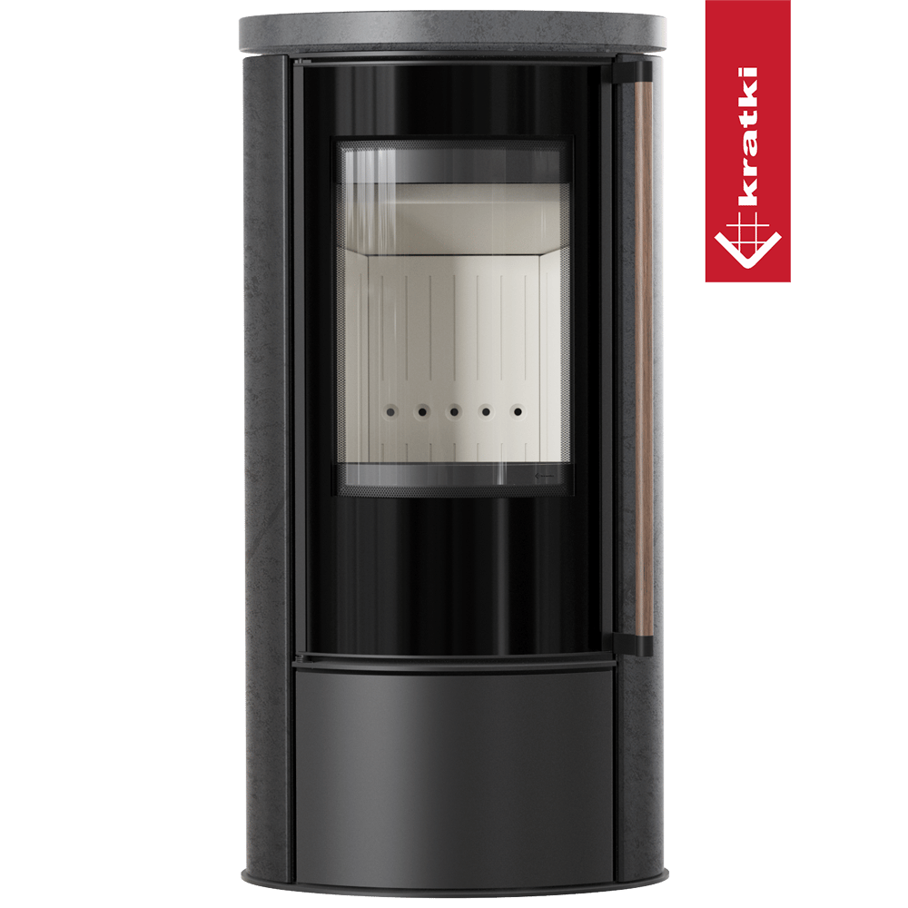 KRATKI ERIK Ø150 5,5 kW Keramikofen GRAFITE SATIN Deckel Griff Türsystem