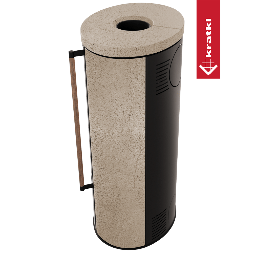 Kaminofen KRATKI ERIK Ø150 5,5 kW Keramik GOLD SATIN + Holzgriff