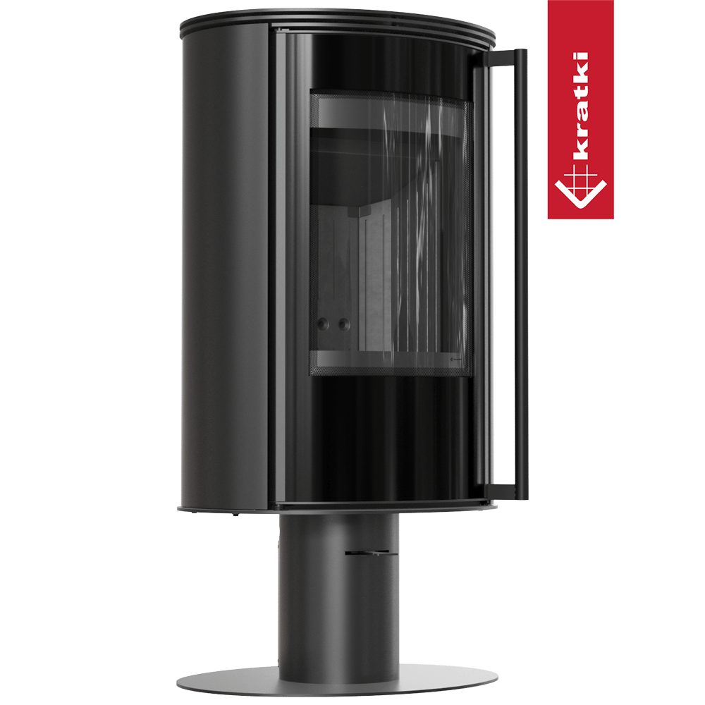Kaminofen aus Stahl mit Sockel KRATKI ERIK Ø 150 5,5 kW schwarz Verkleidung