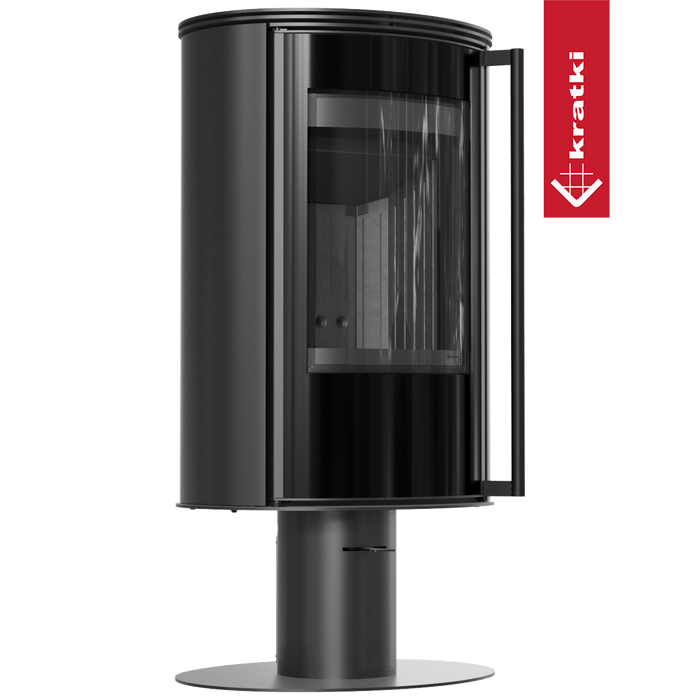 Kaminofen aus Stahl mit Sockel KRATKI ERIK Ø 150 5,5 kW schwarz Verkleidung
