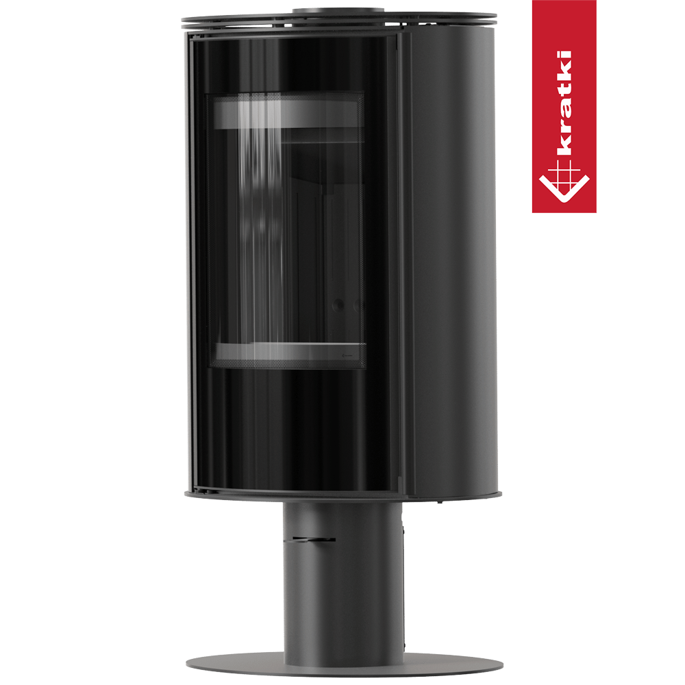 Kaminofen aus Stahl mit Sockel KRATKI ERIK Ø 150 5,5 kW schwarz Verkleidung