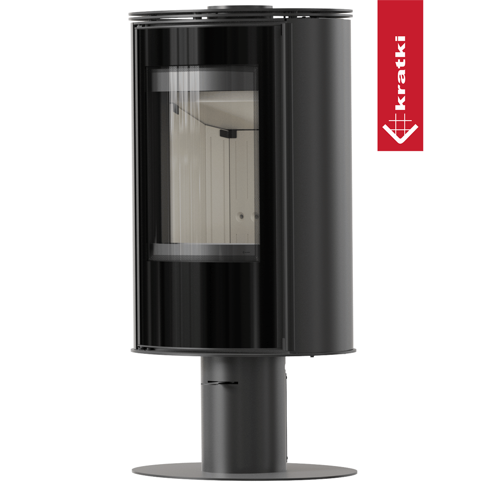 Kaminofen aus Stahl mit Sockel KRATKI ERIK Ø 150 5,5 kW mit Türfeder