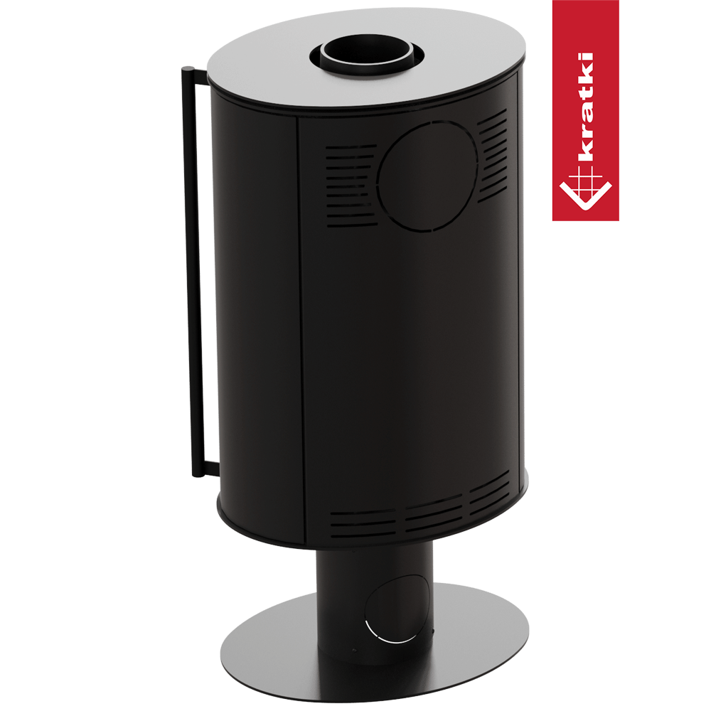 Kaminofen aus Stahl mit Sockel KRATKI ERIK Ø 150 5,5 kW mit Türfeder