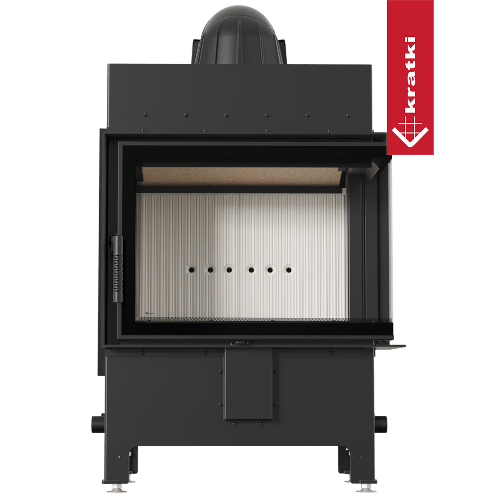 Kamineinsatz aus Stahl KRATKI LUCY rechts 12 kW Ø 200