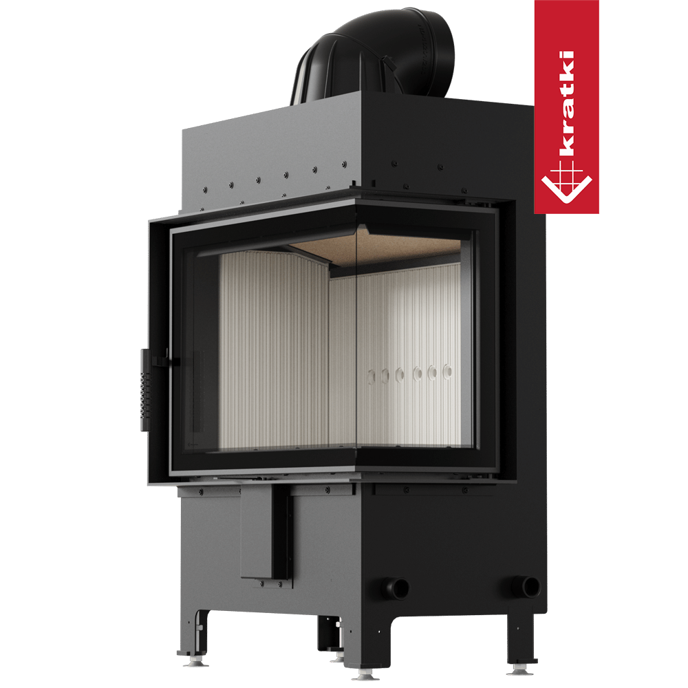 Kamineinsatz aus Stahl KRATKI LUCY rechts 12 kW Ø 200