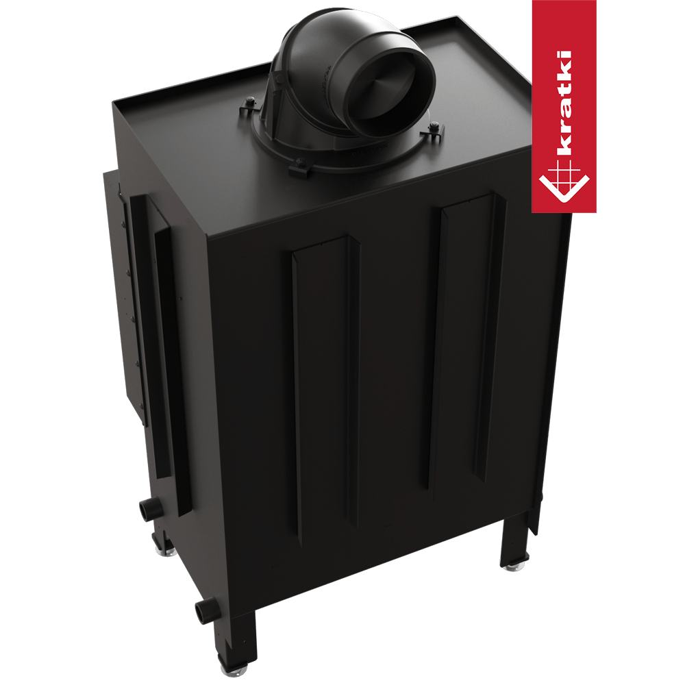 Kamineinsatz aus Stahl KRATKI LUCY 12 kW Ø 200 schwarz Verkleidung