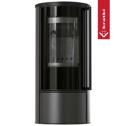 Freistehender Stahlkamin KOZA SKADI mit schwarzer Thermotec