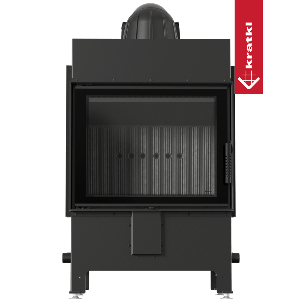 Kamineinsatz aus Stahl KRATKI LUCY 12 kW Ø 200 schwarz Verkleidung mit Türfeder