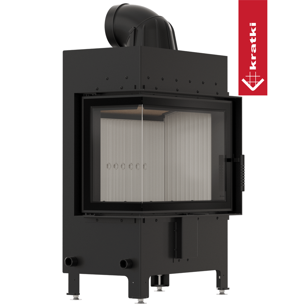 Kamineinsatz aus Stahl KRATKI LUCY links 12 kW Ø 200 mit Türfeder