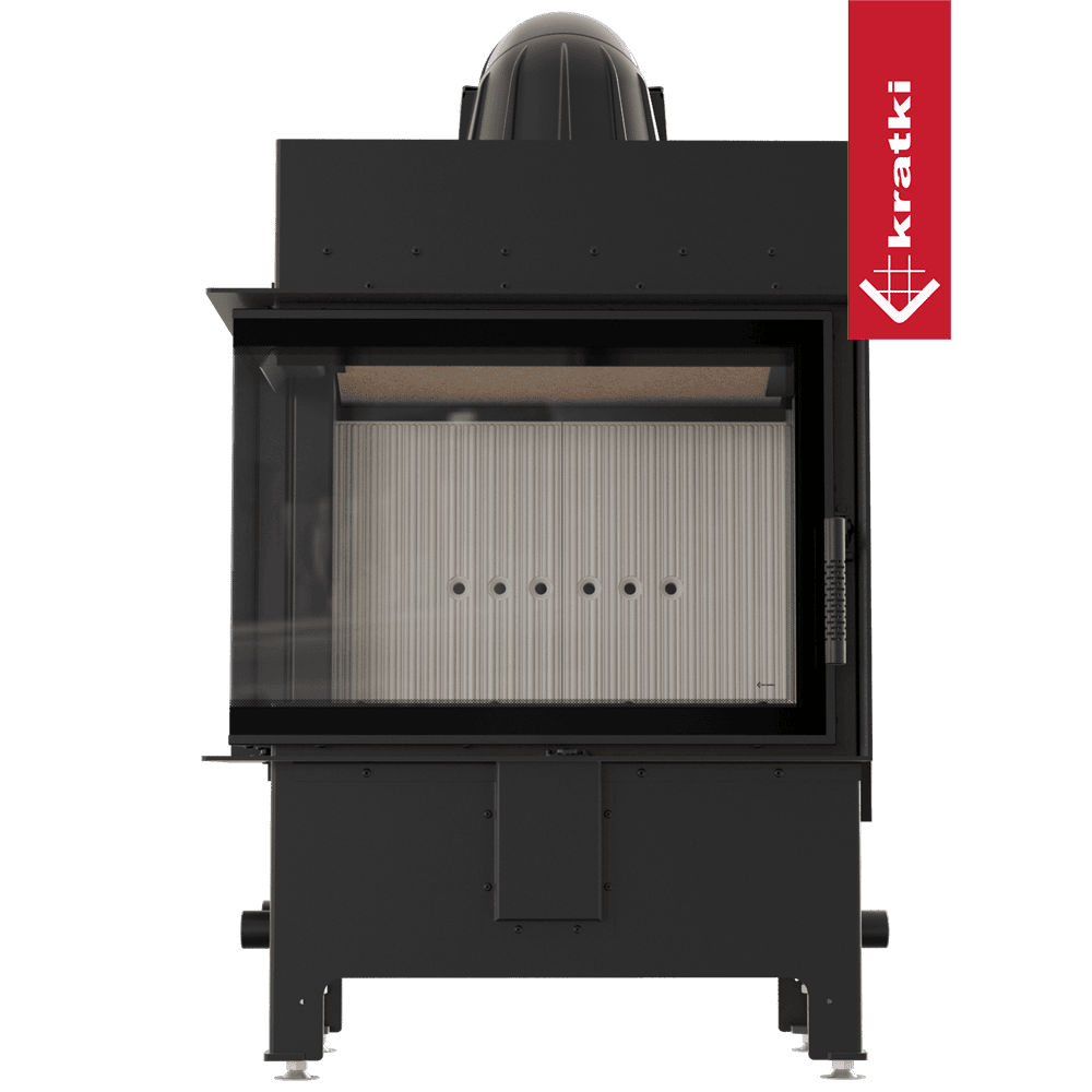Kamineinsatz aus Stahl KRATKI LUCY links 12 kW Ø 200 mit Türfeder
