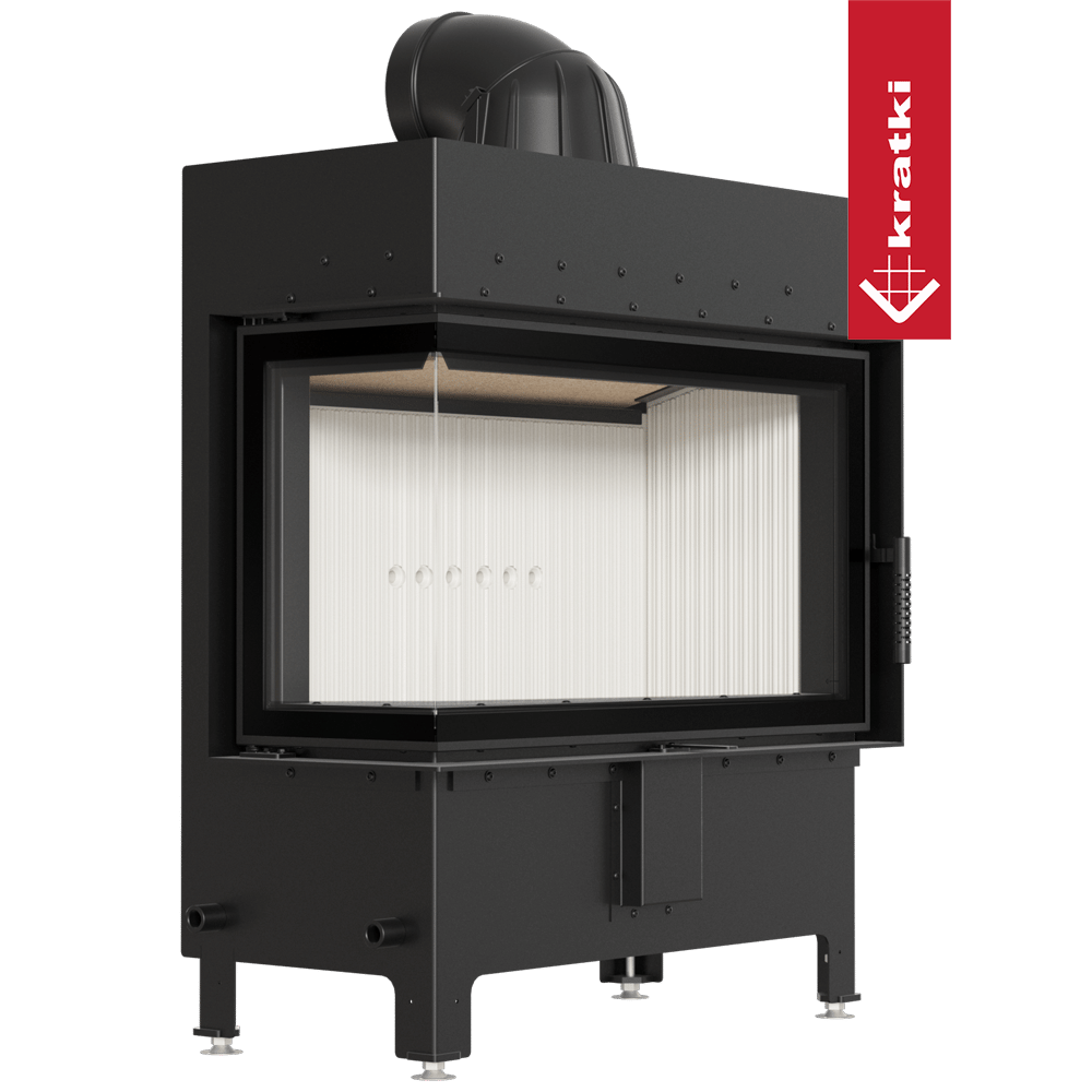 Kamineinsatz aus Stahl KRATKI LUCY links 14 kW Ø 200