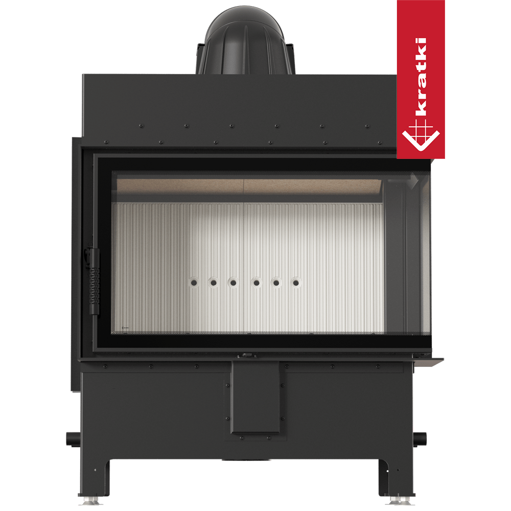 Kamineinsatz aus Stahl KRATKI LUCY rechts 14 kW Ø 200