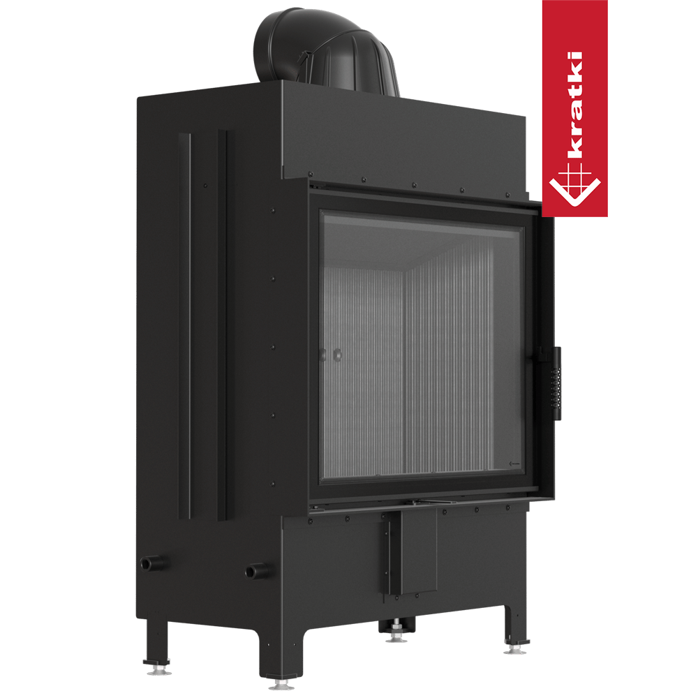 Kamineinsatz aus Stahl KRATKI LUCY 15 kW Ø 200 schwarz Verkleidung