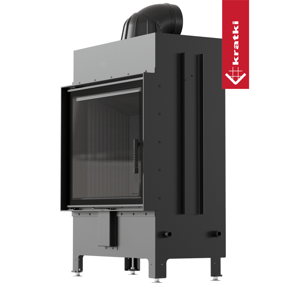 Kamineinsatz aus Stahl KRATKI LUCY 15 kW Ø 200 schwarz Verkleidung