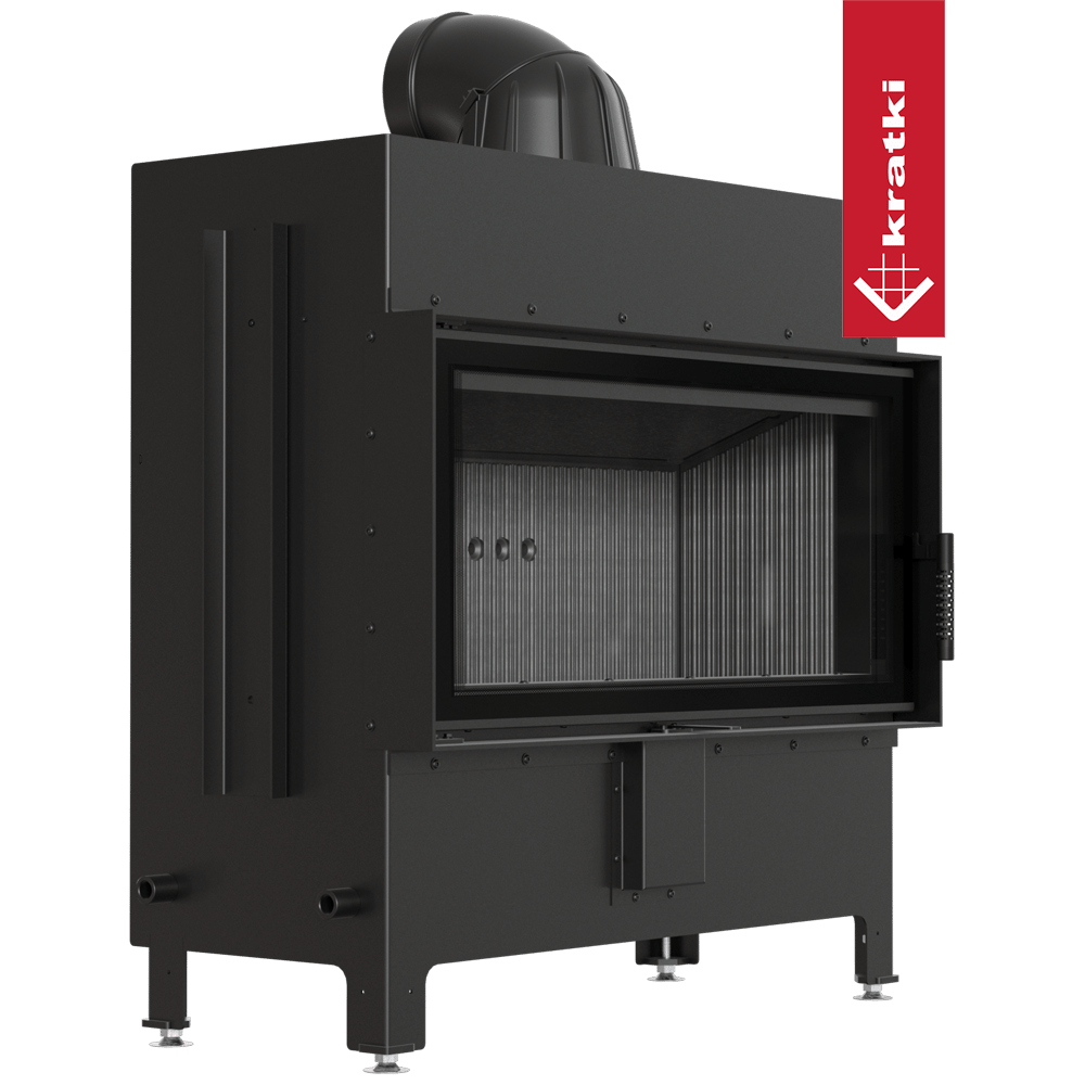 Kamineinsatz aus Stahl KRATKI LUCY 16 kW Ø 200 schwarz Verkleidung