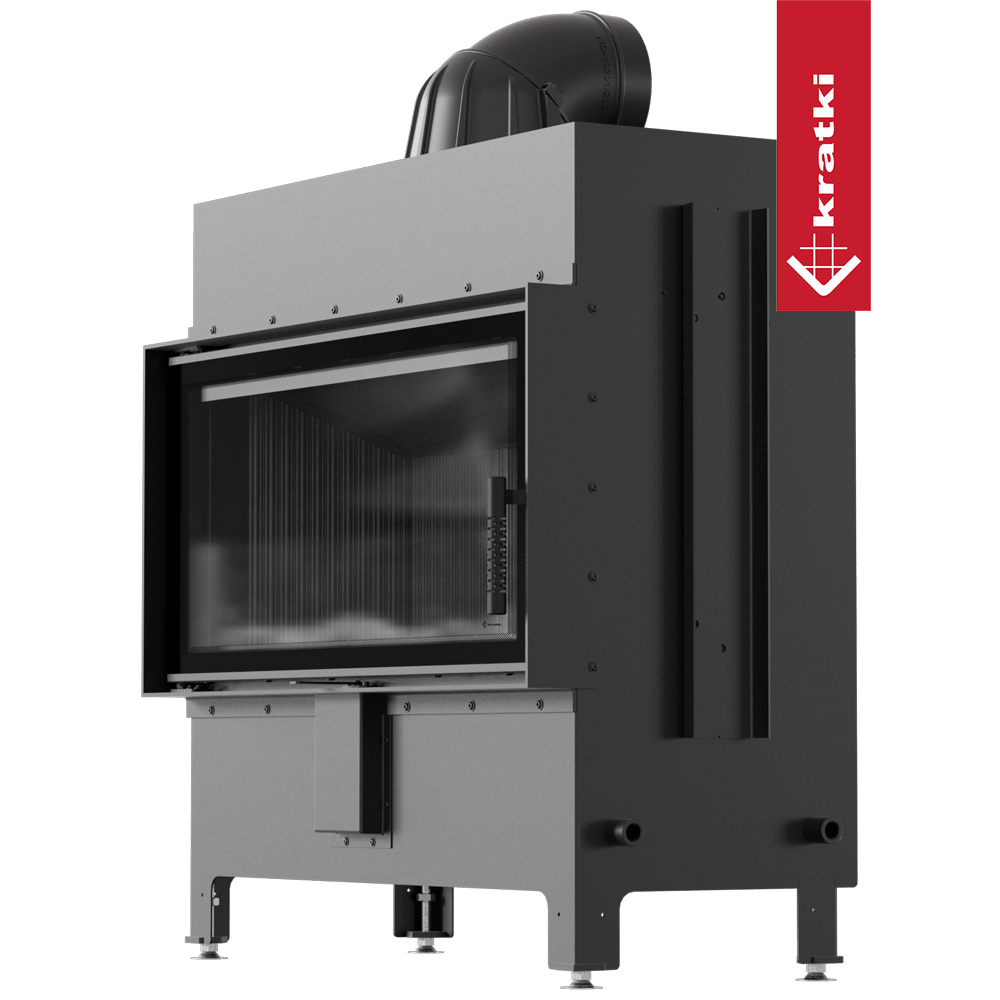 Kamineinsatz aus Stahl KRATKI LUCY 16 kW Ø 200 schwarz Verkleidung