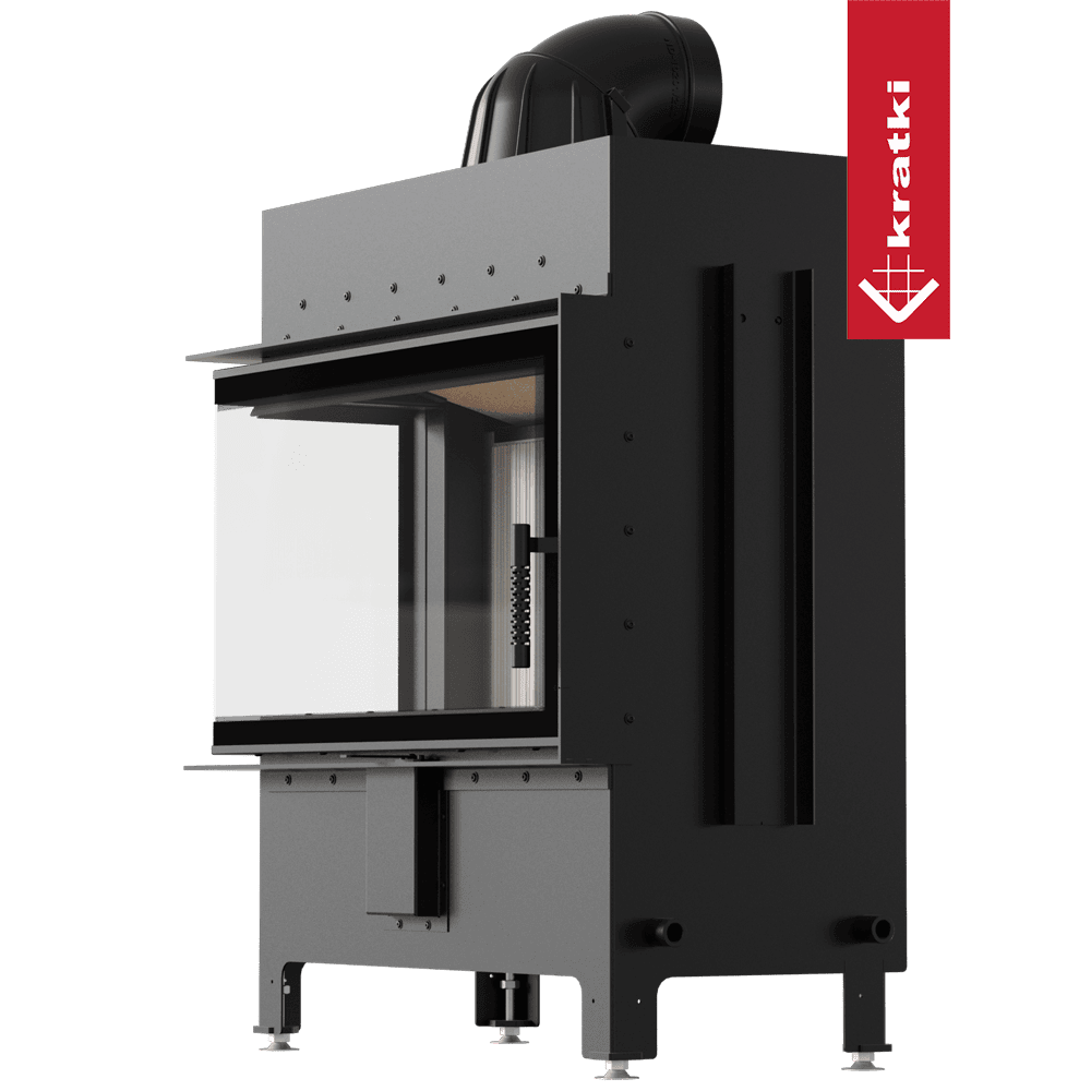 Kamineinsatz aus Stahl KRATKI LUCY links 14 kW Ø 200 mit Türfeder