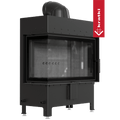 Kamineinsatz aus Stahl KRATKI LUCY links 14 kW Ø 200 schwarz mit Türfeder