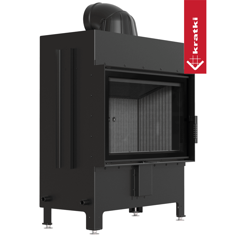 Kamineinsatz aus Stahl KRATKI LUCY 14 kW Ø 200 schwarz Verkleidung mit Türfeder
