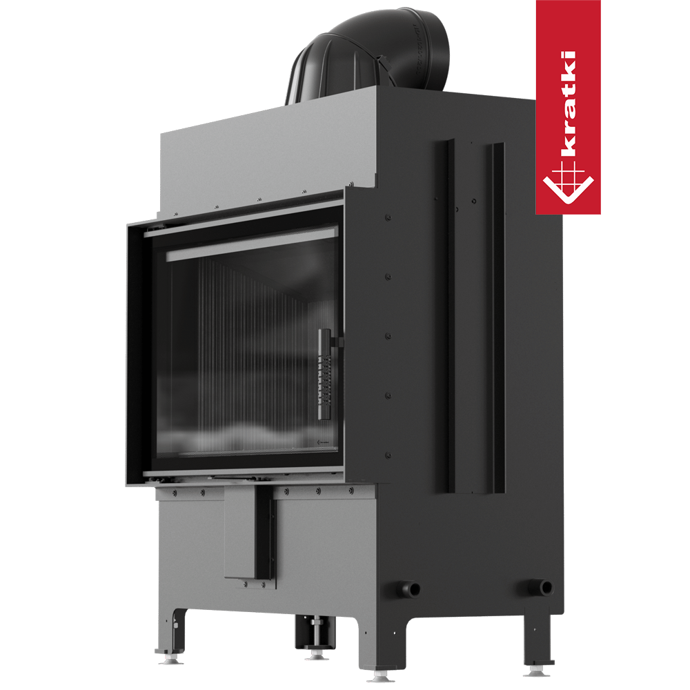 Kamineinsatz aus Stahl KRATKI LUCY 14 kW Ø 200 schwarz Verkleidung mit Türfeder