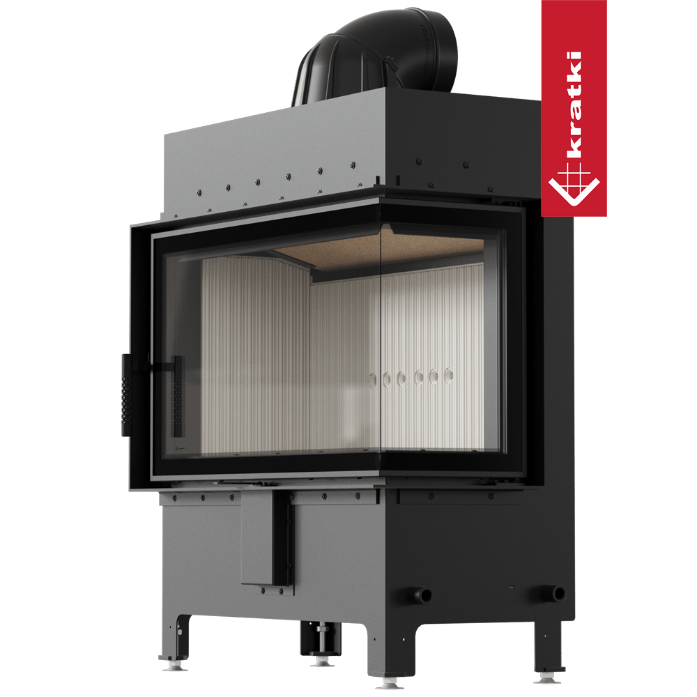 Kamineinsatz aus Stahl KRATKI LUCY rechts 14 kW Ø 200 mit Türfeder