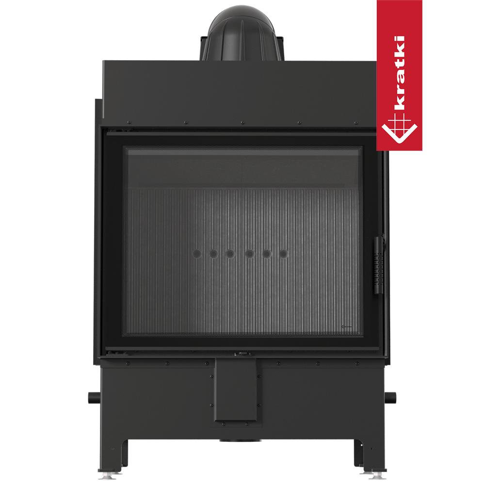Kamineinsatz aus Stahl KRATKI LUCY 15 kW Ø 200 schwarz Verkleidung mit Türfeder