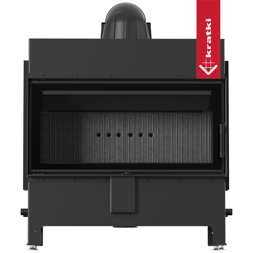 Kamineinsatz aus Stahl KRATKI LUCY 16 kW Ø 200 schwarz Verkleidung mit Türfeder