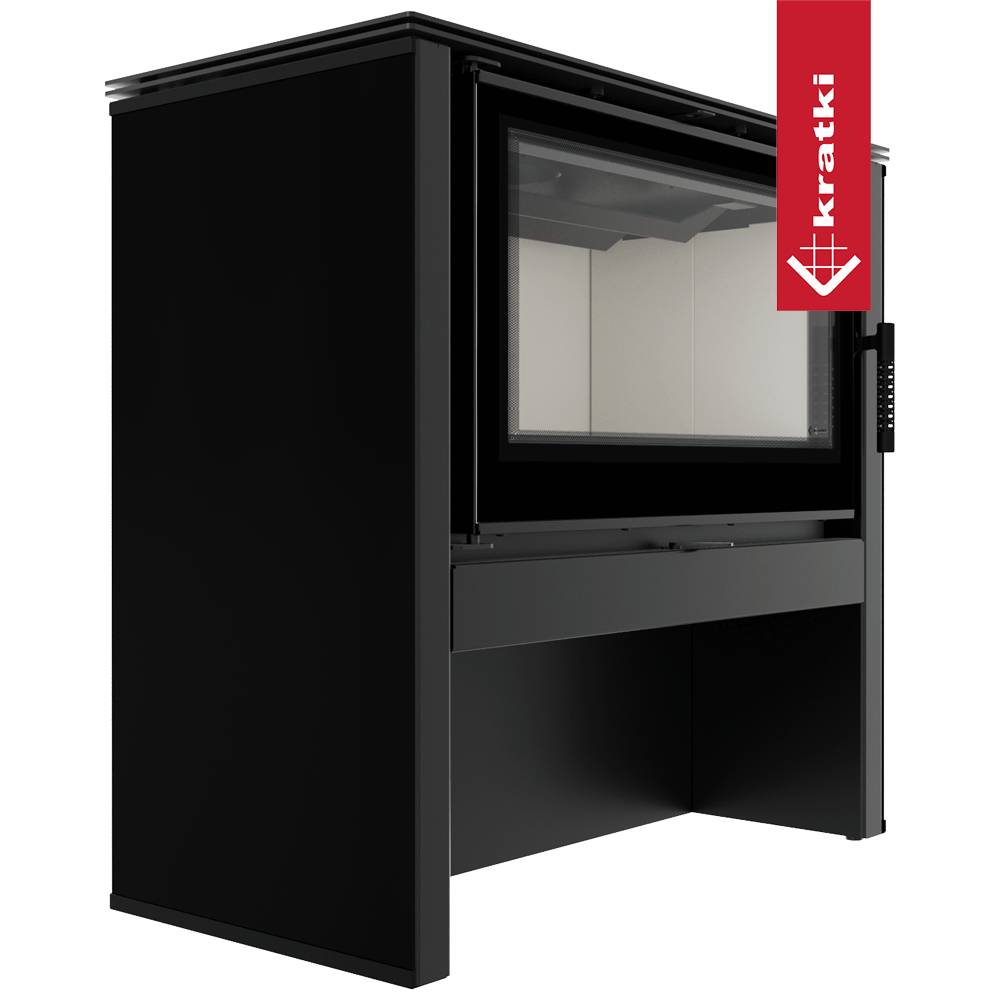 Kaminofen aus Stahl KRATKI JUNO 12 kW Ø 160 schwarzes Paneel