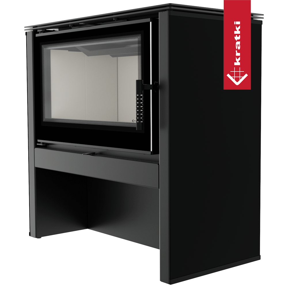 Kaminofen aus Stahl KRATKI JUNO 12 kW Ø 160 schwarzes Paneel