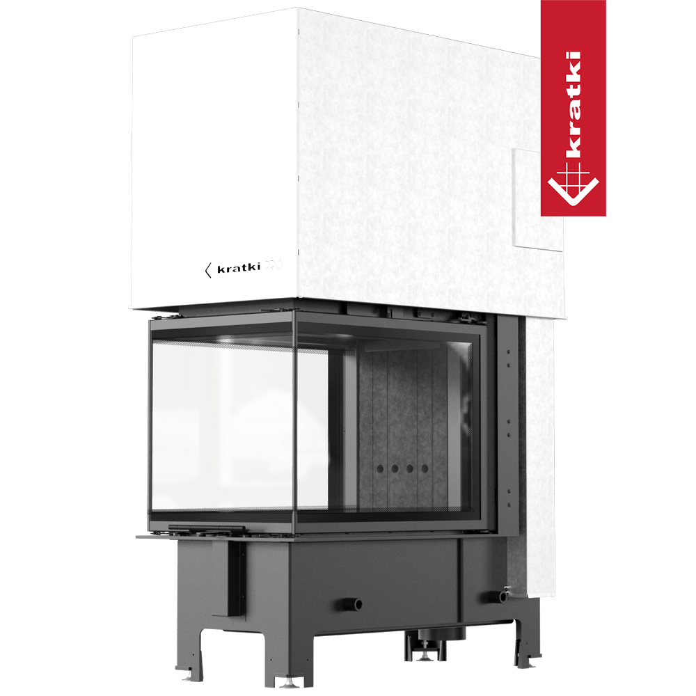 Kamineinsatz KRATKI REGNOR 500/700 8 kW Ø 200 3 seiten glas schwarz Verkleidung