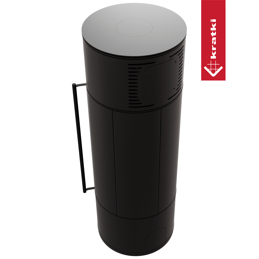 Kaminofen aus Stahl KRATKI AMBLER Ø 150 7 kW schwarz Verkleidung  mit Türfeder