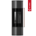 Kaminofen aus Stahl KRATKI AMBLER Ø 150 7 kW schwarz mit Türfeder griff Jatobaholz