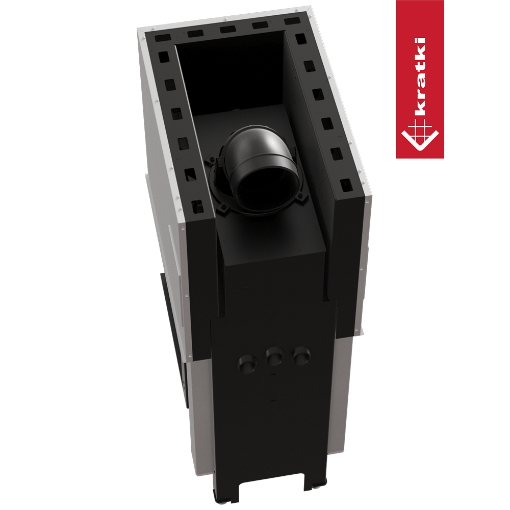 Kamineinsatz KRATKI REGNOR 500/500 7 kW Ø 200 3 seiten glas, schwarz mit Türfeder