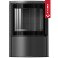 Stahlfreistehenderofen BJORN Ø 150 7kW dekorative Speicherkeramik GRAFITE SATIN Keramikabdeckung; schwarze Thermotec