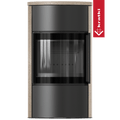 BJORN Ø 150 7 kW freistehender Stahlofen Hochdekorative GOLD SATIN Speicherkeramik; Keramikabdeckung; schwarzes Thermotec