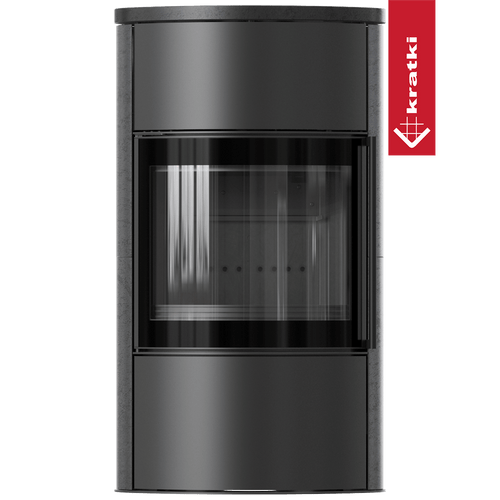 BJORN Ø 150 7 kW freistehender Stahlofen Hochdekorative GRAFITE SATIN Speicherkeramik; Keramikabdeckung; schwarzes Thermotec