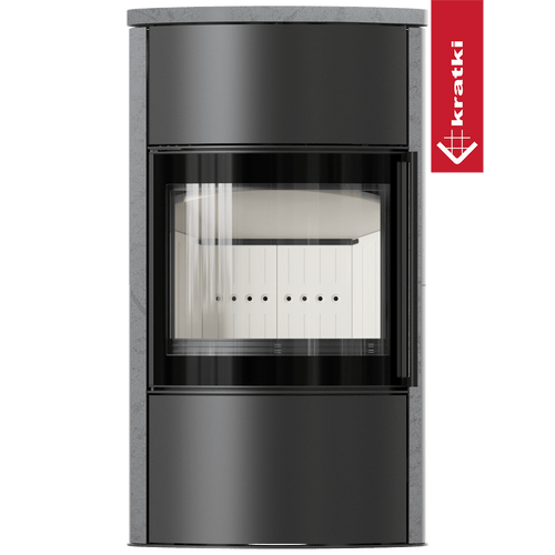 BJORN freistehender Stahlofen Ø 150 7 kW Hochdekorative wärmespeichernde Keramik GRAY SATIN; Keramikabdeckung