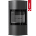BJORN freistehender Stahlofen Ø 150 7 kW Hochdekorative GRAY SATIN-Speicherkeramik; Stahlabdeckung; schwarzes Thermotec