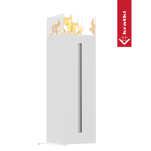 Freistehender Bio-Kamin ROMEO SQUARE weiß
