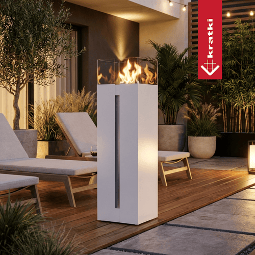 Freistehender Bio-Kamin ROMEO SQUARE weiß