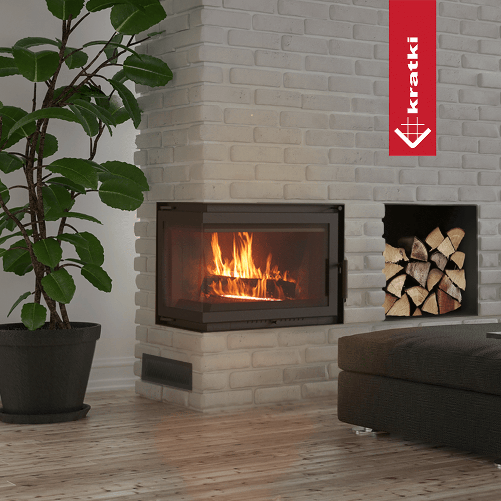 Kamineinsatz Gusseisen KRATKI SIMPLE links 8 kW Ø 200