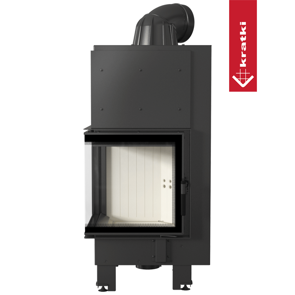 Kamineinsatz aus Stahl KRATKI MBN links 8 kW Ø 200 gebogenes Glas