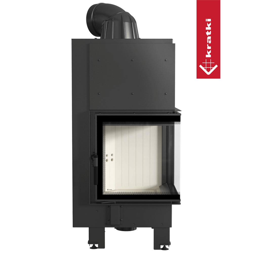 Kamineinsatz aus Stahl KRATKI MBN rechts 8 kW Ø 200 gebogenes Glas