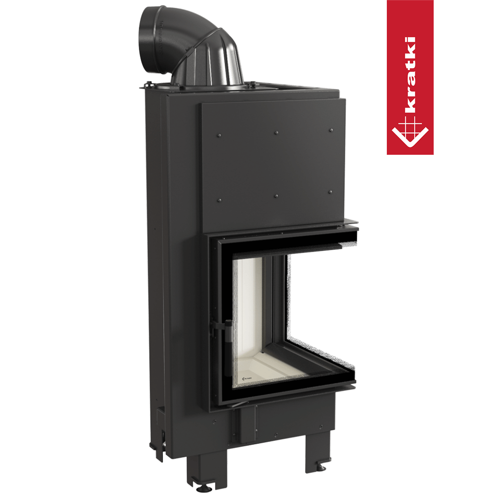Kamineinsatz aus Stahl KRATKI MBN rechts 8 kW Ø 200 gebogenes Glas