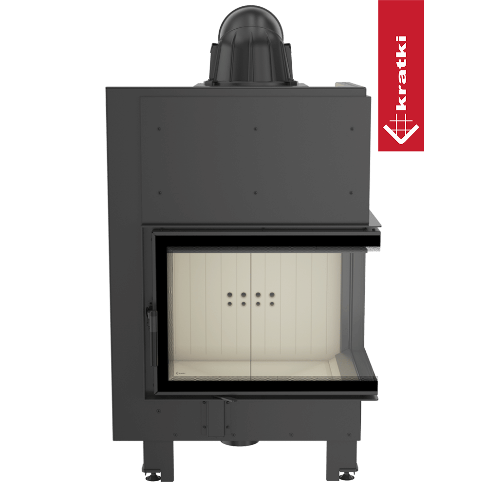 Kamineinsatz aus Stahl KRATKI MBZ rechts 13 kW Ø 200 gebogenes Glas