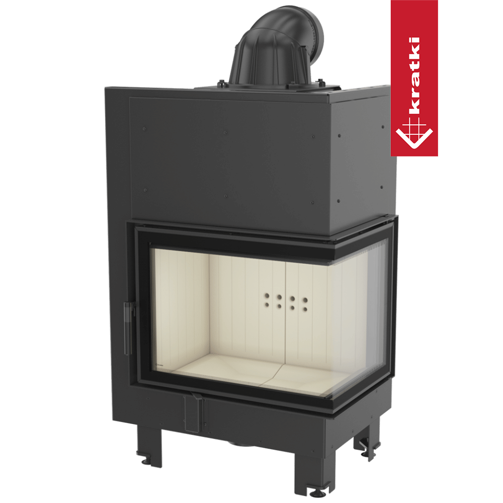 Kamineinsatz aus Stahl KRATKI MBZ rechts 13 kW Ø 200 gebogenes Glas